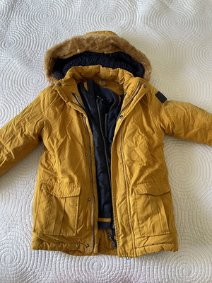Orchestra boys' warm two-in-one parka jacket, yellow orange, size 116 cm