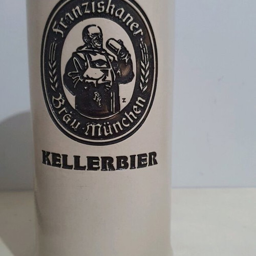 Franziskaner Kellerbier beer mug new, ceramic collectible