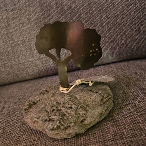 Bronze artwork with stone base like new by Katerina Moraiti