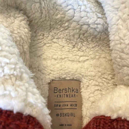 Wool knit jacket-cardigan Bershka like new, size M, brown-red