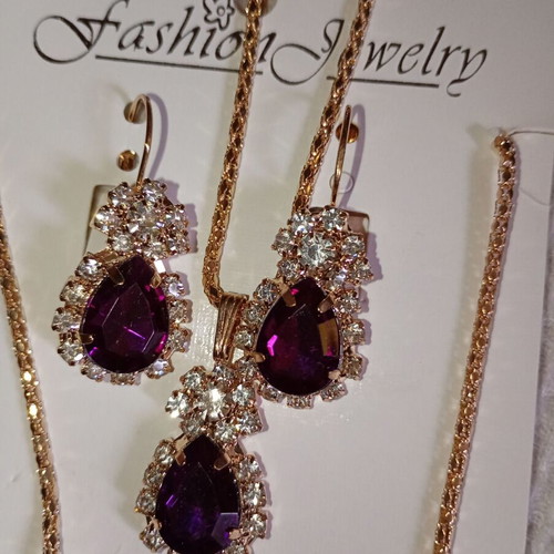 Fashion Set Princess new, 4 pieces, metal and synthetic crystal