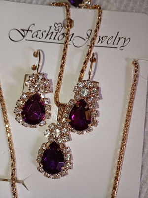 Fashion Set Princess new, 4 pieces, metal and synthetic crystal