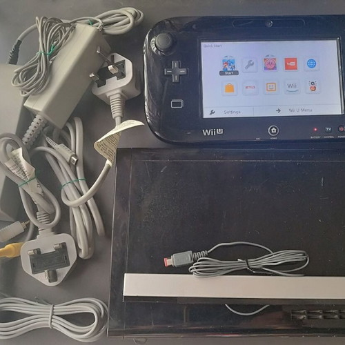 Nintendo Wii U Black 32GB console used with Mario and Sonic game