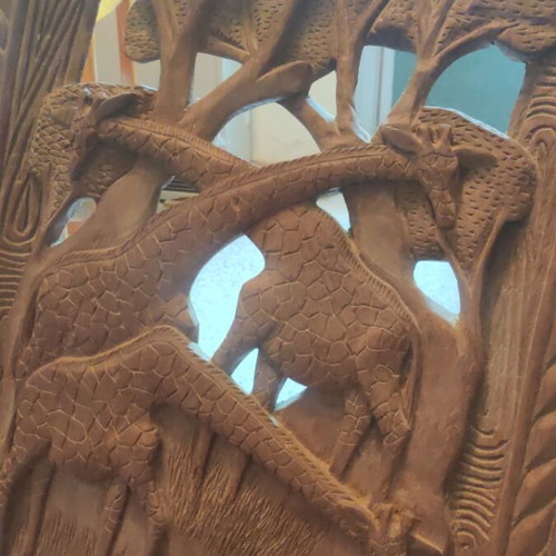 Handmade African carved wooden chair
