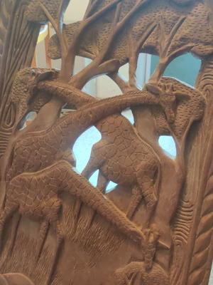 Handmade African carved wooden chair