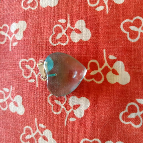 Heart blue pendant necklace new, glass with steel