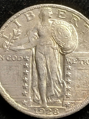 Standing Liberty Quarter 1928 coin used, silver