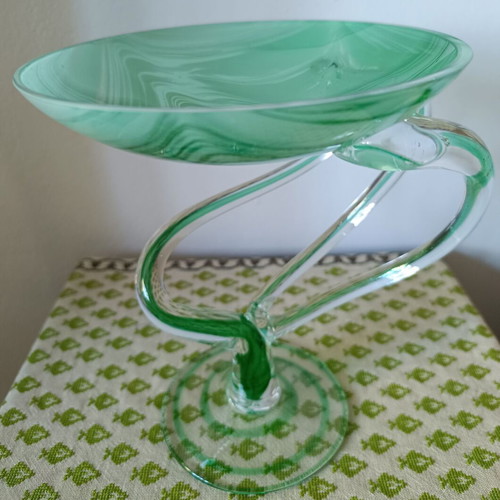 Vintage bonbonniere made of blown glass Krosno like new