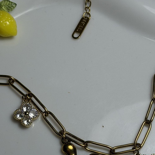 Handmade necklace from steel, gold color, new