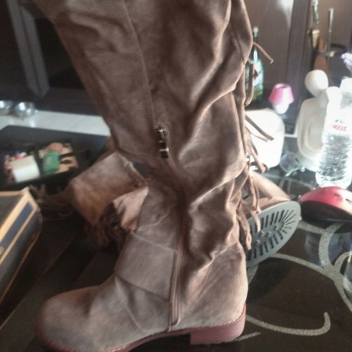 Suede leather boots new with fringes cowboy style