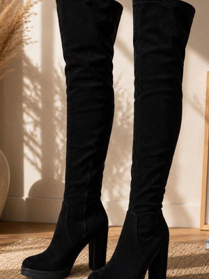 Luigi over the knee suede boots new, black, size 37