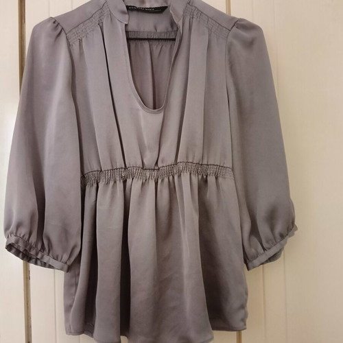 Zara Basic women's blouse, small, grey silver