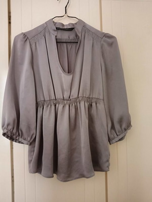 Zara Basic women's blouse, small, grey silver