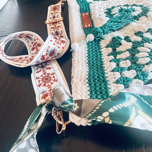 Handmade knitted shoulder bag crossbody made to order, white