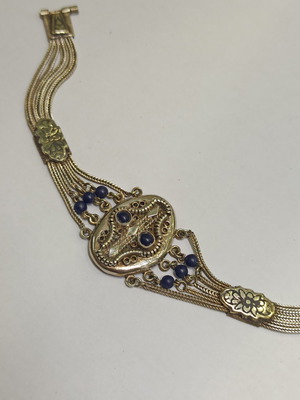 Silver 925 bracelet used with lapis and ambinatha weave