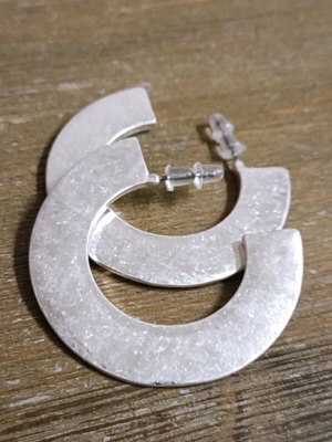 Steel hoop earrings hammered women's new