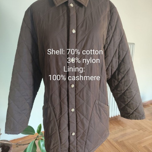 Husky brown coat size S cotton and nylon with cashmere lining like new