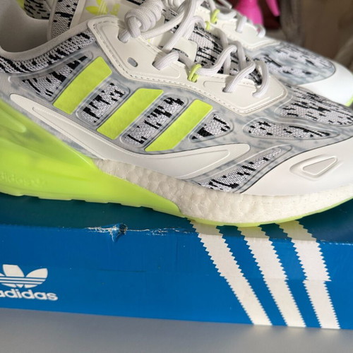 Adidas ZK 2K Boost new athletic shoes size 44.5 white lime zebra