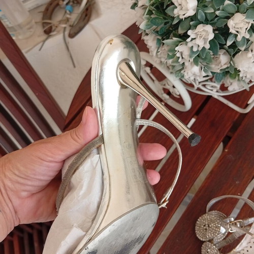 Silver sandals size 40 used, leather insole