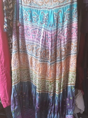 Boho long skirt medium size with integrated underskirt like new, colorful