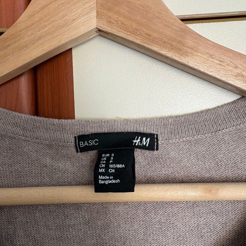 H&M Soft Brown Cardigan 100% Cotton Size S Like New