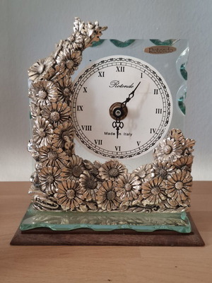 Rotondo table clock used, Argento 925 and vetro fuso, Italy