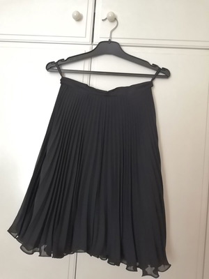 Black chiffon muslin pleated skirt, Small