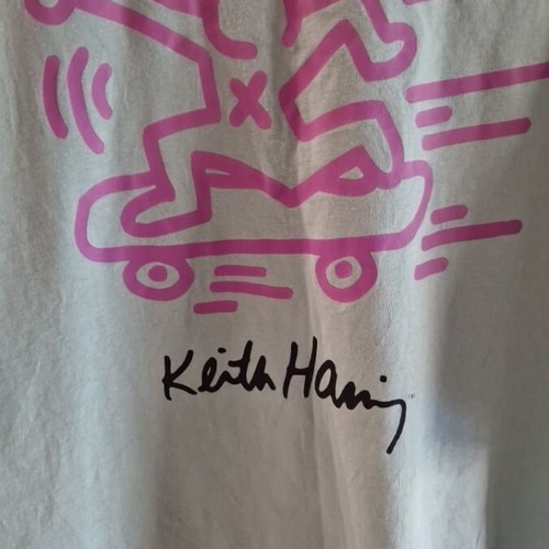 H&M Keith Harris T-shirt unisex oversized like new, purple and turquoise