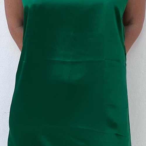 M-Y by Maria Yeroula long satin green dress like new with fixed strap