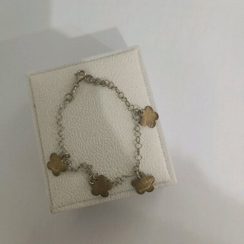 Silver 925 bracelet like new with gold flowers