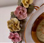  Dresden Επιτραπέζιο ρολόι Mercedes Flower Ornamented Porcelain Antique #00608