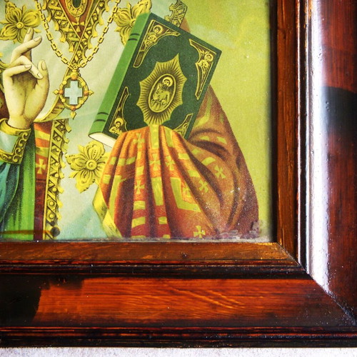 Saint Nicholas Orthodox Icon like new with authentic frame and glass 34x25.5 cm