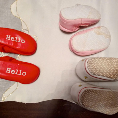 Set of 3 pairs of baby cuddle shoes used, Disney Pooh & Glam Style
