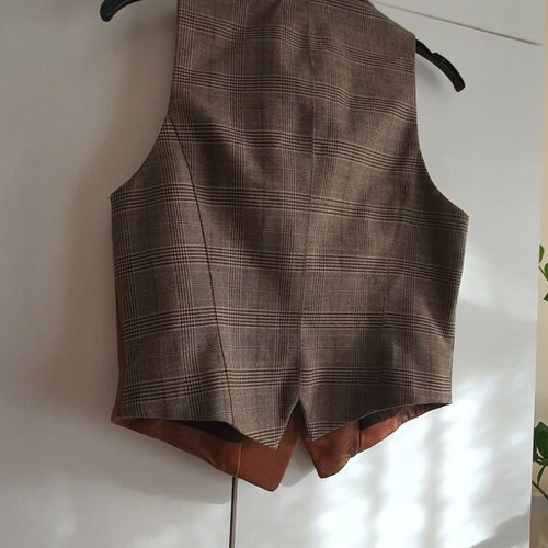 Bebe Vest New With Genuine Leather Brown S-M