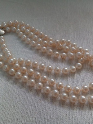 Τριπλο Vintage choker περιδέραιο με πέρλες (Φο μπιζού, faux bijoux)