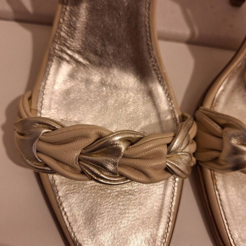 Esthisis by Gianna Kazakou women's leather sandals like new, beige and gold