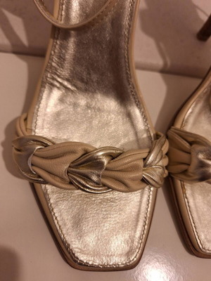 Esthisis by Gianna Kazakou women's leather sandals like new, beige and gold