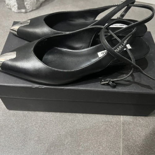 Karl Lagerfeld ballerinas like new, leather, black-silver, size 36