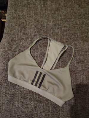 Adidas small sports bra like new, Legacy Green with 3-Stripes