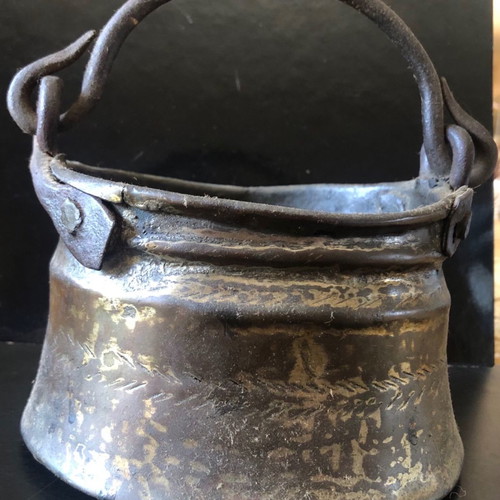 Small antique cauldron used from copper, bronze and iron 1900