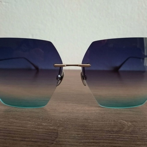 Ana Hickmann Rimless Butterfly sunglasses AH 3289 like new, black and turquoise