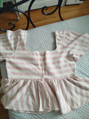 Striped cotton blouse with back buttons Zara like new, white and pink
