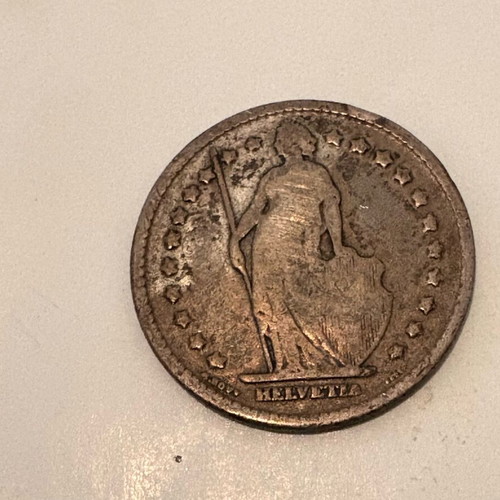 Silver 1 Franc Switzerland 1903 used with authentic patina