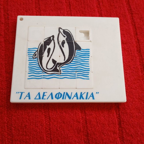 Vintage Retro Sliding Puzzle "Ta Delfinakia" used, collectible