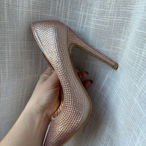 Heels with rhinestones new, pink gold size 36