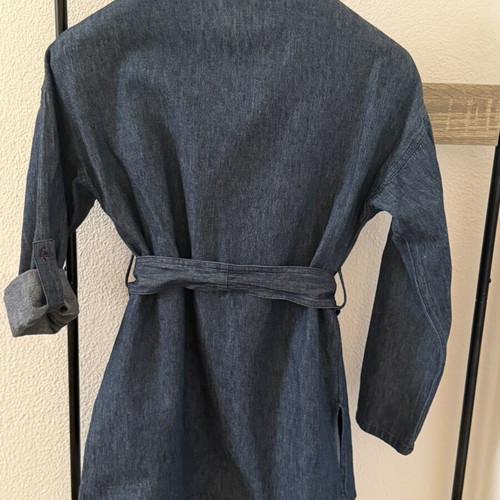 Regalinas cardigan with belt, one size, like new, blue jean fabric