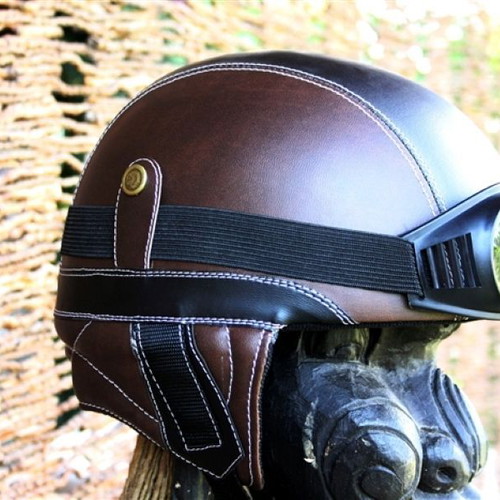 Pilot Helmet 1932 Brown Black New Retro Motorcycle Helmet