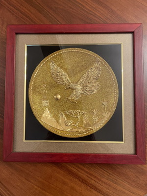 Youbide embossed lacquer art panel 31x31 cm with 24K gold foil new