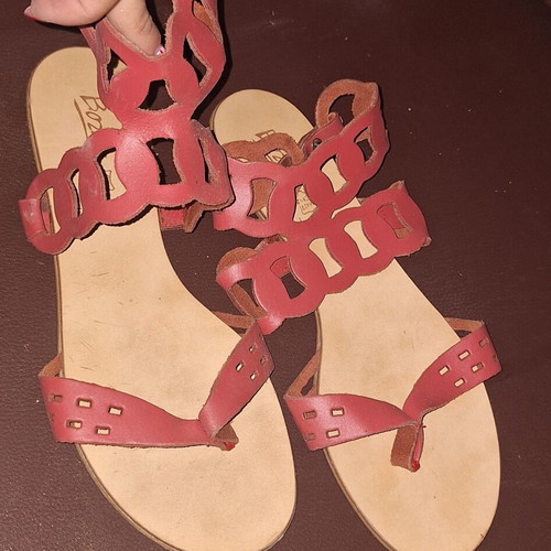 Bozikis leather sandals size 39 used, red