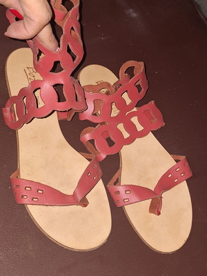 Bozikis leather sandals size 39 used, red